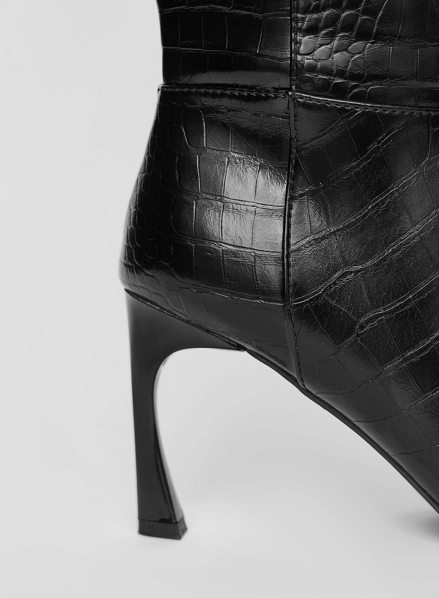 Black Faux Croc Boots